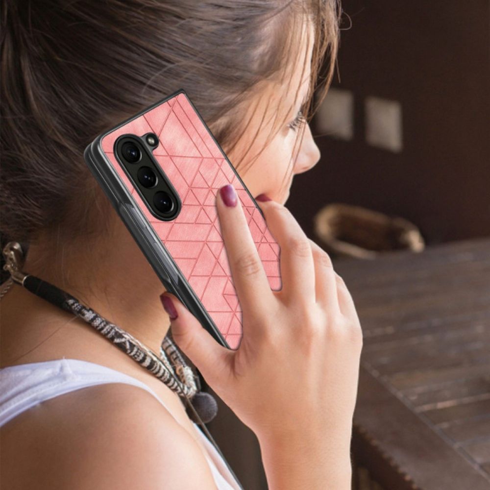 Hoesje Samsung Galaxy Z Fold 5 Geometrische Patronen Van Kunstleer