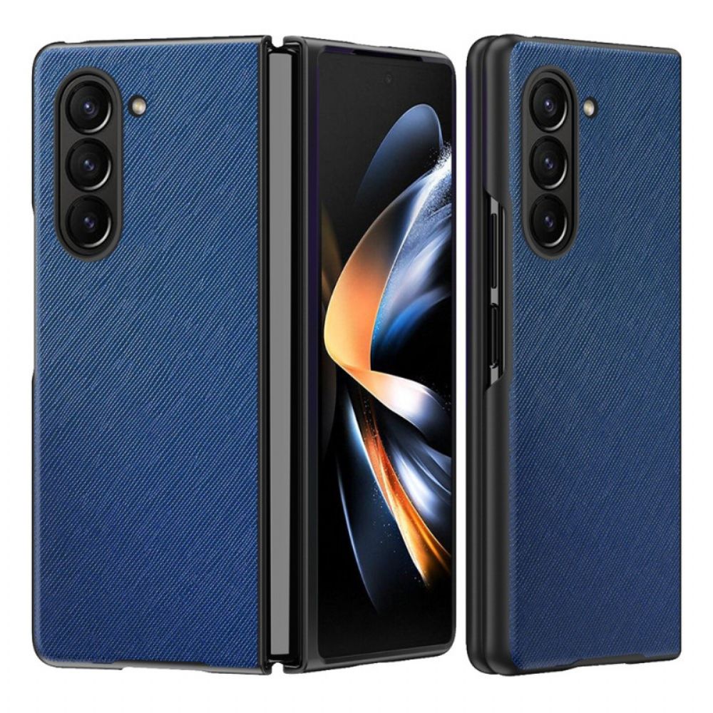 Hoesje Samsung Galaxy Z Fold 5 Leren Stijl Met Geweven Effect Bescherming Hoesje