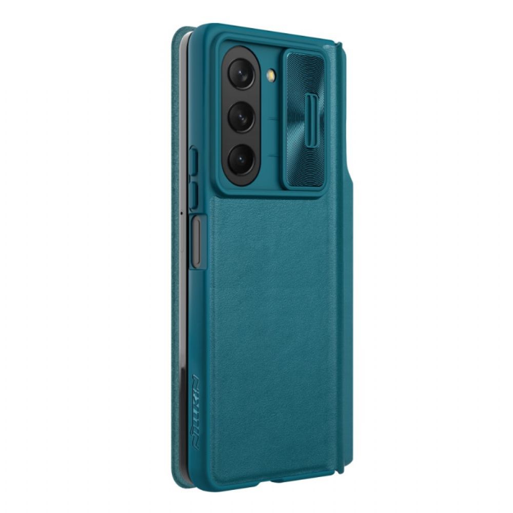 Leren Hoesje Samsung Galaxy Z Fold 5 Nillkin Imitatieleer Bescherming Hoesje