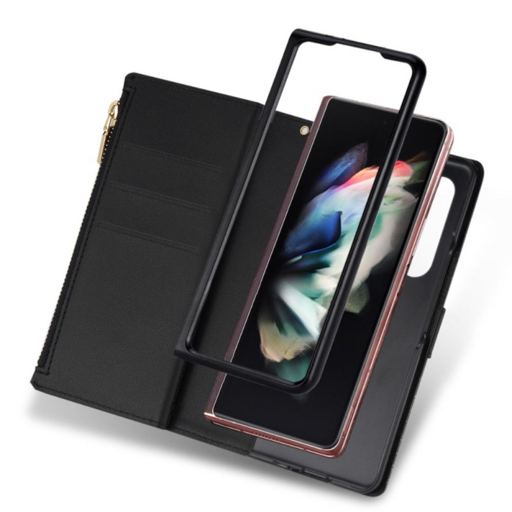 Leren Hoesje Voor Samsung Galaxy Z Fold 5 Portemonnee Met Pailletten