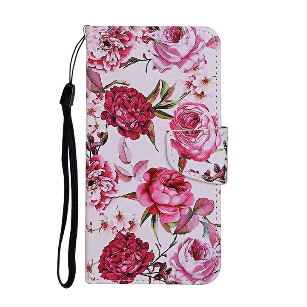 Leren Hoesje voor Honor 9A Retro Vrijheidsbloemen