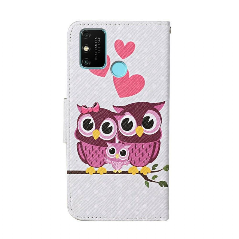 Leren Hoesje voor Honor 9A Uilenfamilie