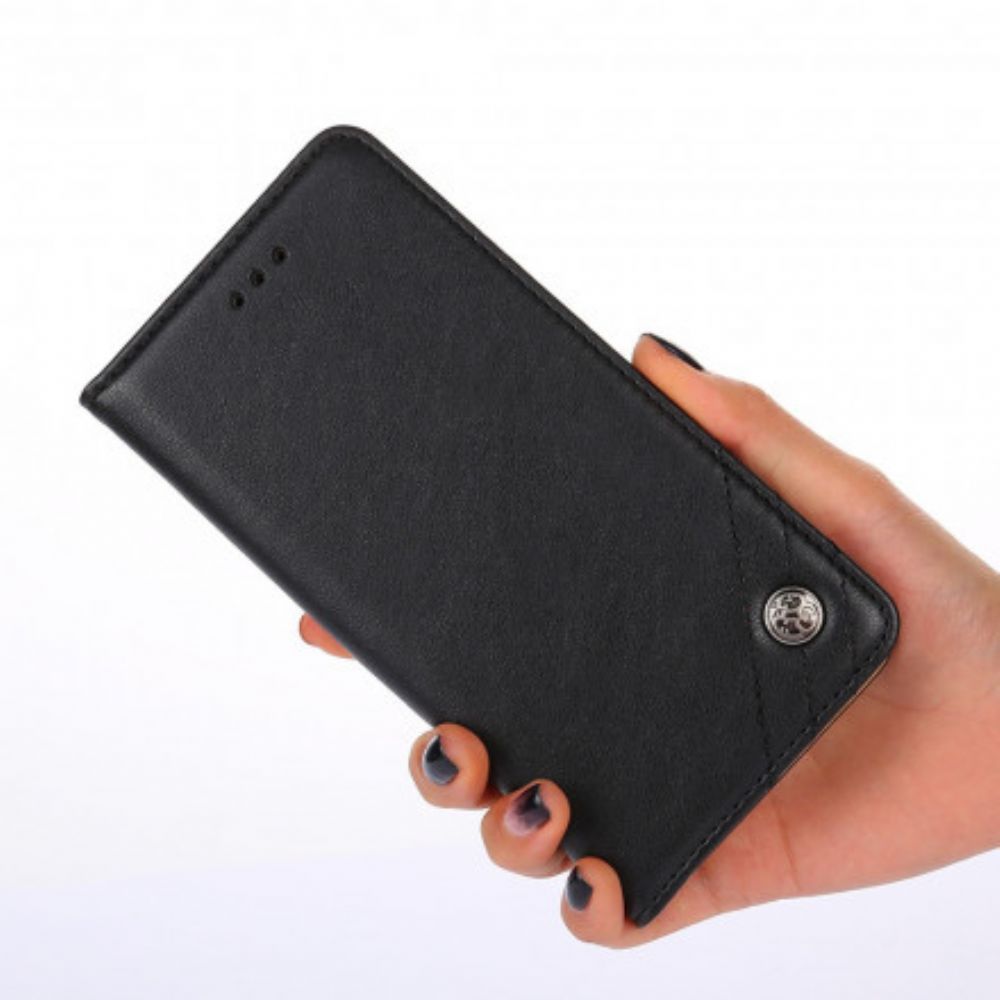 Bescherming Hoesje voor Xiaomi Redmi 9C Folio-hoesje Rivet Lederen Stijl