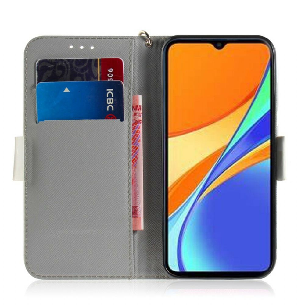 Flip Case voor Xiaomi Redmi 9C Met Ketting Tomaat Op De String-kat