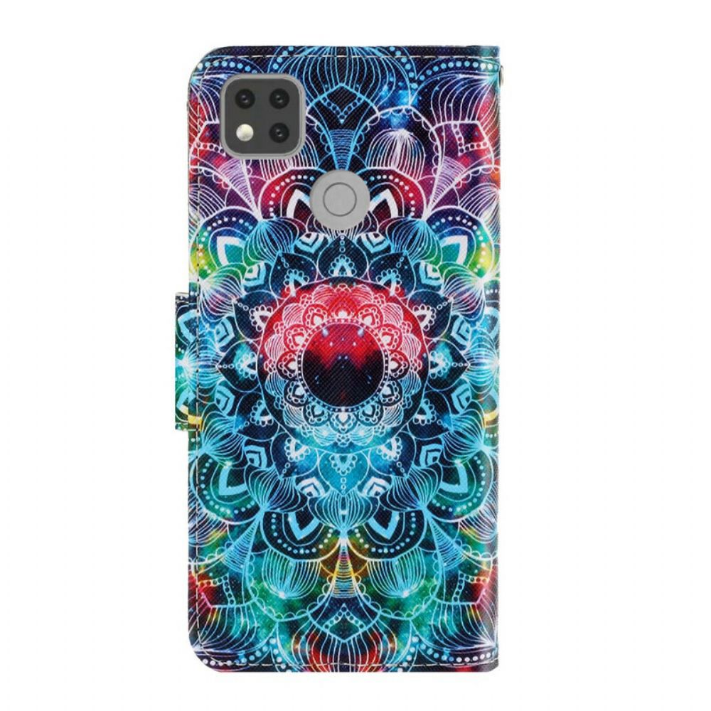 Folio-hoesje voor Xiaomi Redmi 9C Met Ketting Knipperende Mandala Met Bandjes