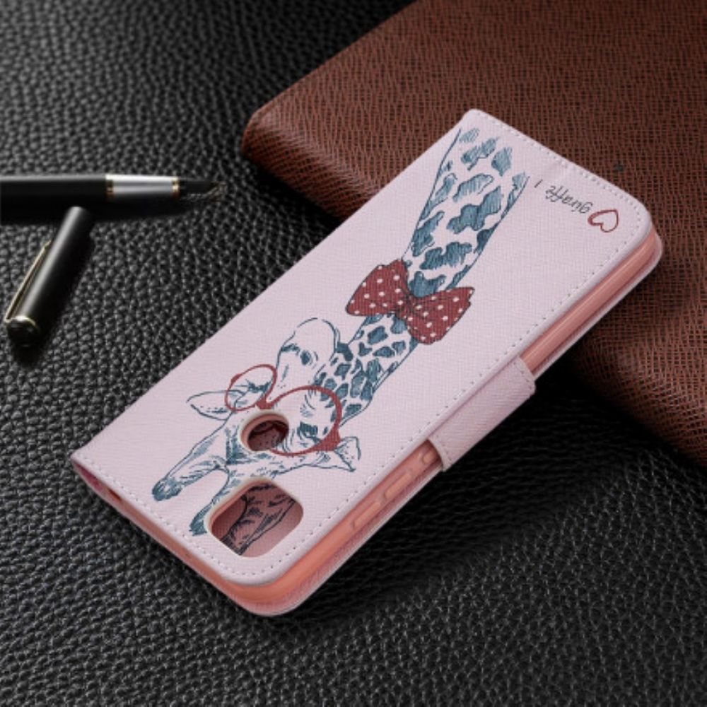 Folio-hoesje voor Xiaomi Redmi 9C Nerdy Giraf