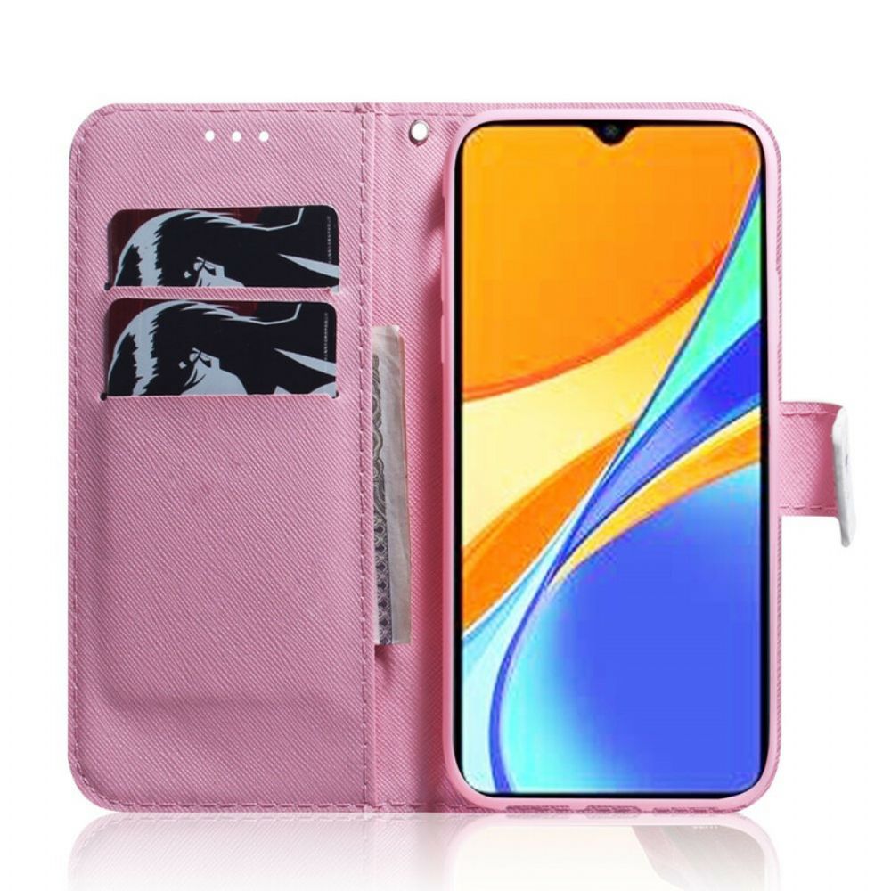 Folio-hoesje voor Xiaomi Redmi 9C Oude Roze Bloem