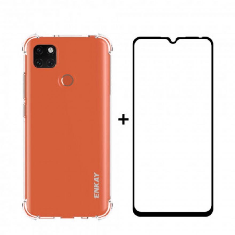 Hoesje voor Xiaomi Redmi 9C Combo En Gehard Glazen Scherm Enkay