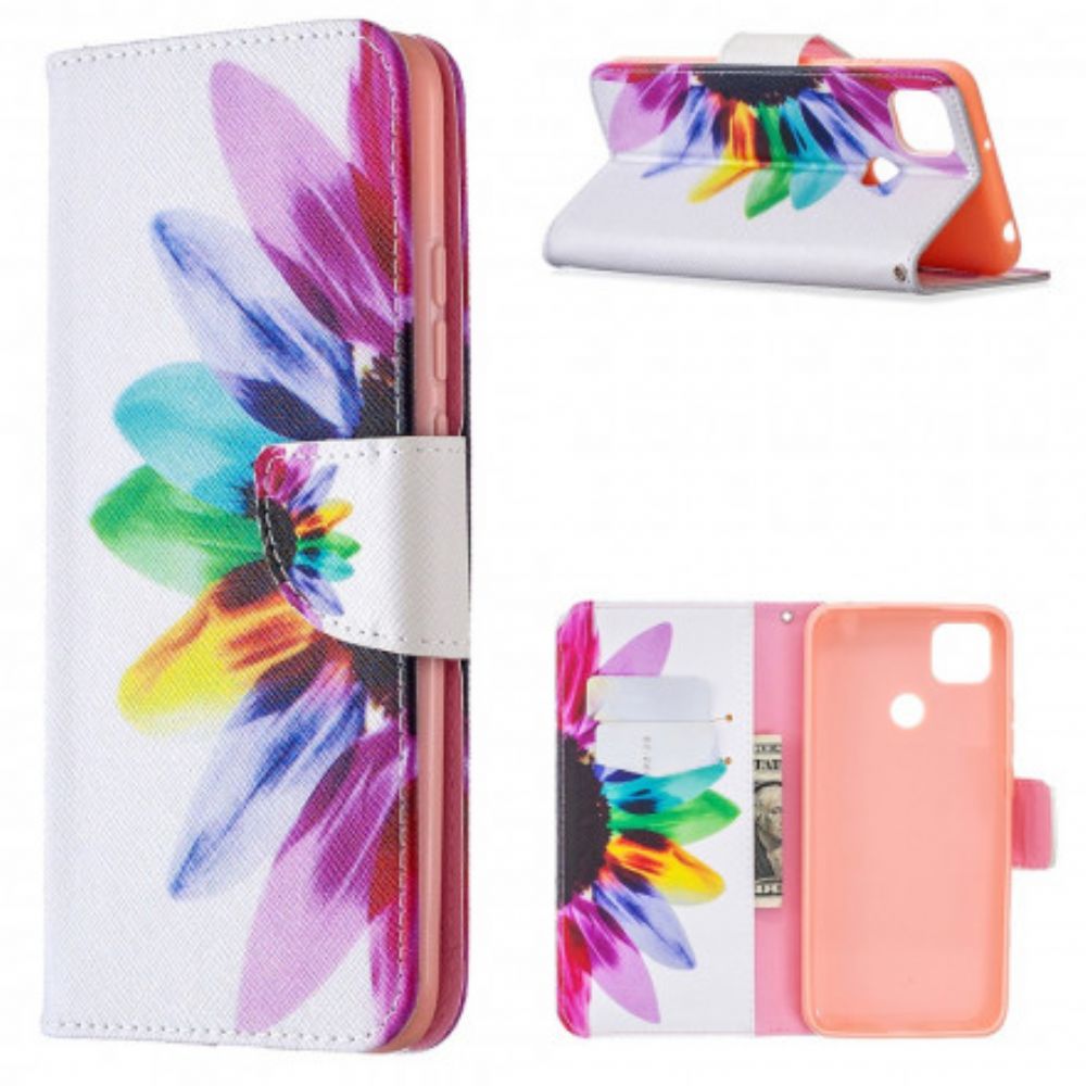 Leren Hoesje voor Xiaomi Redmi 9C Aquarel Bloem