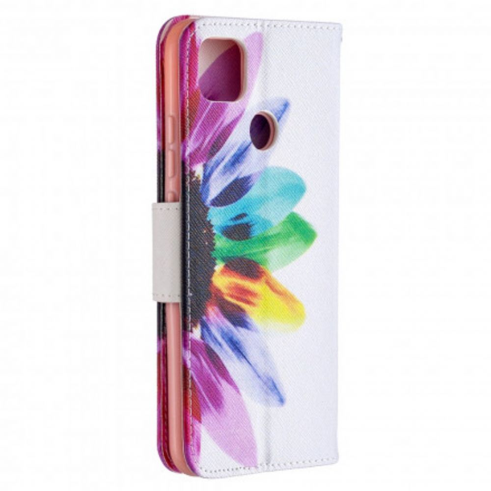 Leren Hoesje voor Xiaomi Redmi 9C Aquarel Bloem