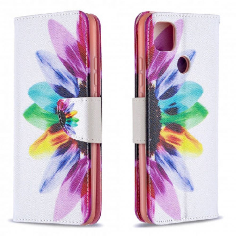 Leren Hoesje voor Xiaomi Redmi 9C Aquarel Bloem