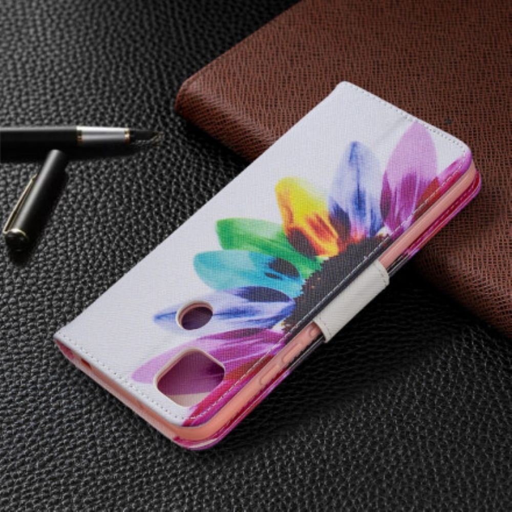 Leren Hoesje voor Xiaomi Redmi 9C Aquarel Bloem