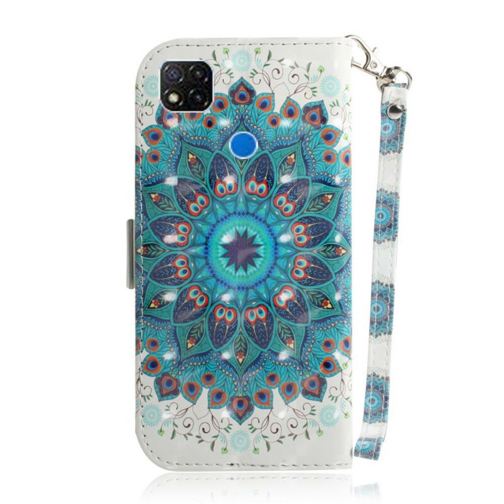 Leren Hoesje voor Xiaomi Redmi 9C Met Ketting Meesterlijke Mandala Met Bandjes