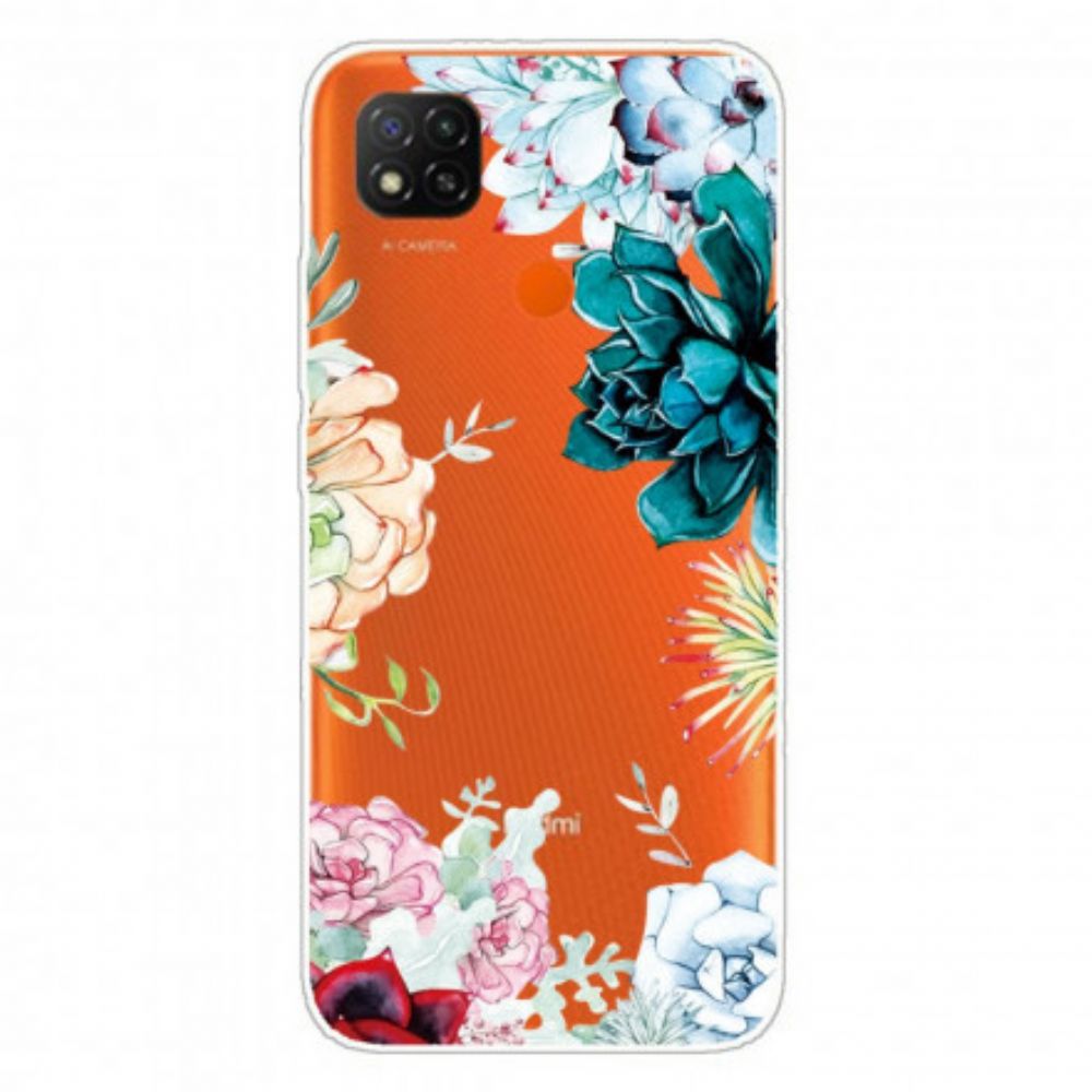 Telefoonhoesje voor Xiaomi Redmi 9C Naadloze Aquarelbloemen