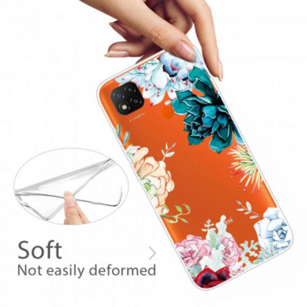 Telefoonhoesje voor Xiaomi Redmi 9C Naadloze Aquarelbloemen