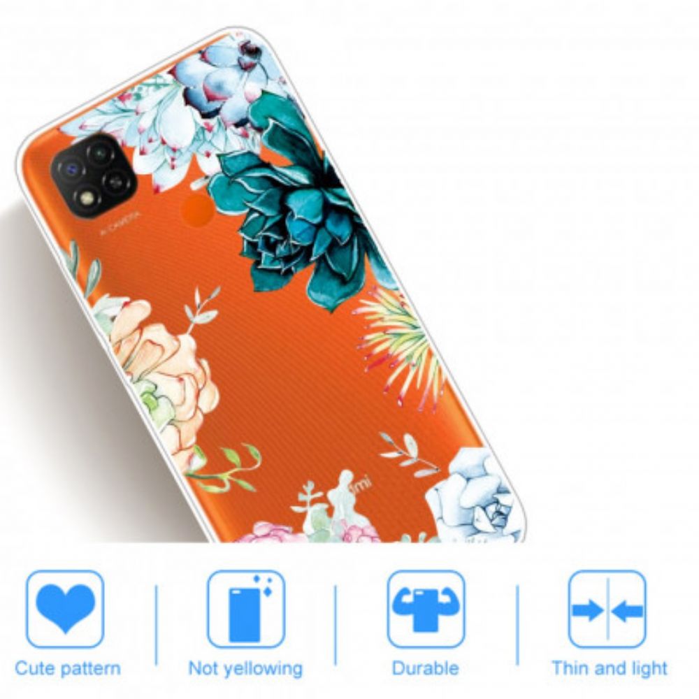 Telefoonhoesje voor Xiaomi Redmi 9C Naadloze Aquarelbloemen