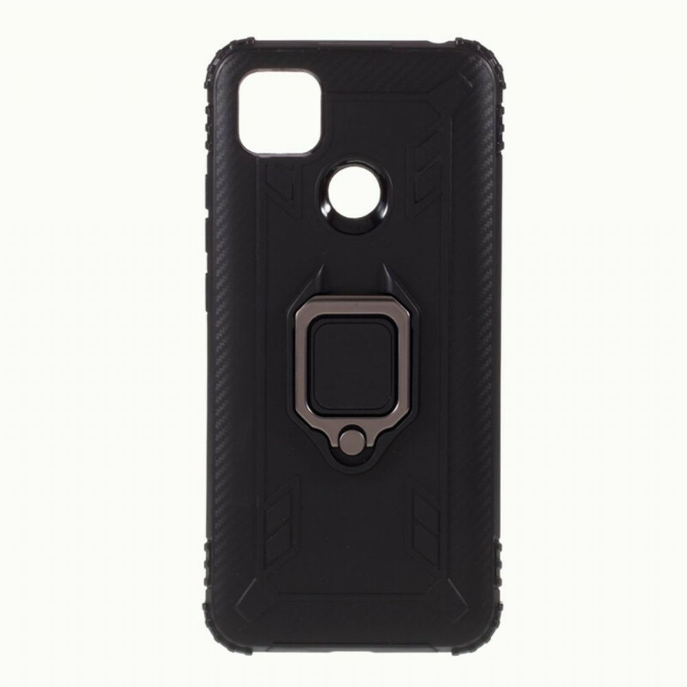 Telefoonhoesje voor Xiaomi Redmi 9C Ringstijl Koolstofvezel