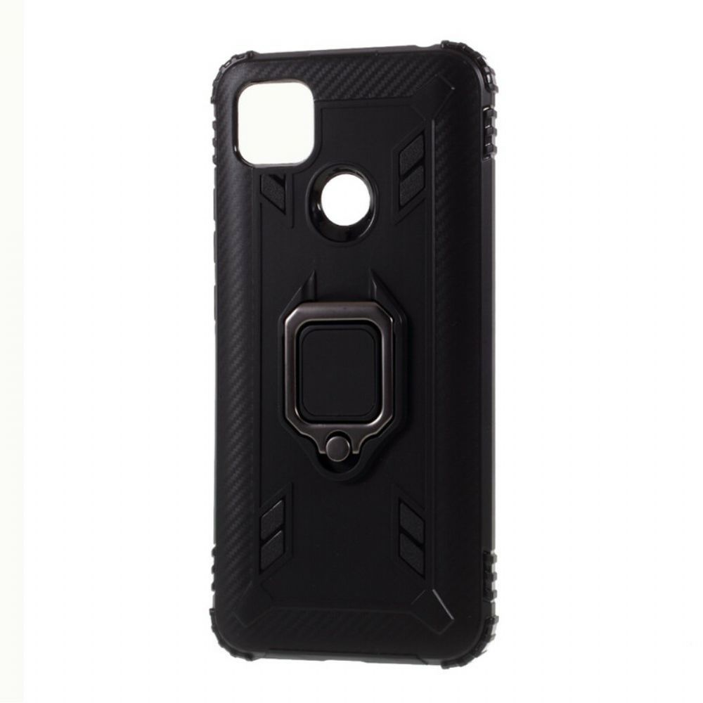 Telefoonhoesje voor Xiaomi Redmi 9C Ringstijl Koolstofvezel