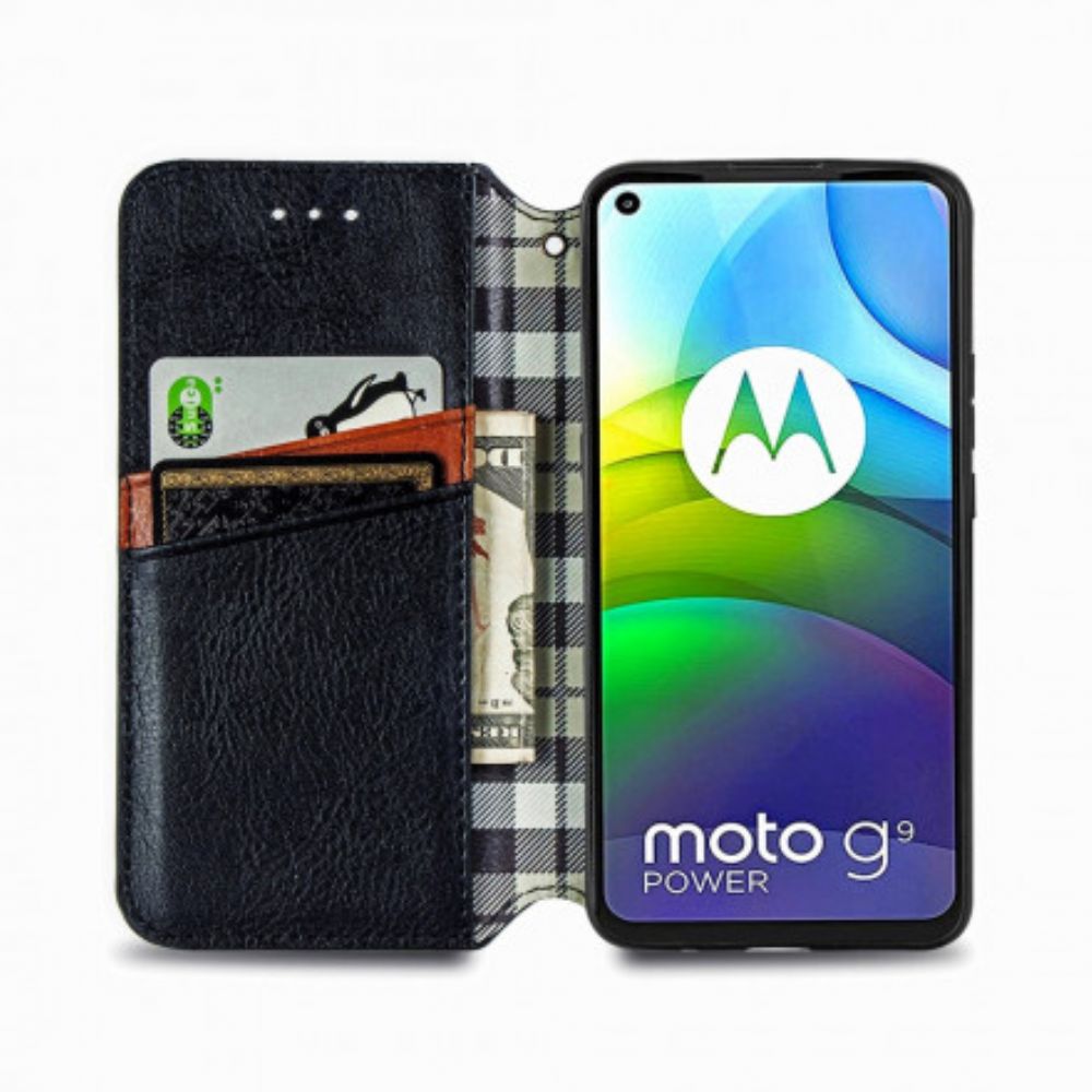 Bescherming Hoesje voor Moto G9 Power Folio-hoesje Diamant Textuur Leereffect