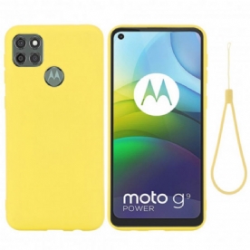 Hoesje voor Moto G9 Power Vloeibare Siliconen Met Koord