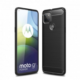 Telefoonhoesje voor Moto G9 Power Geborstelde Koolstofvezel