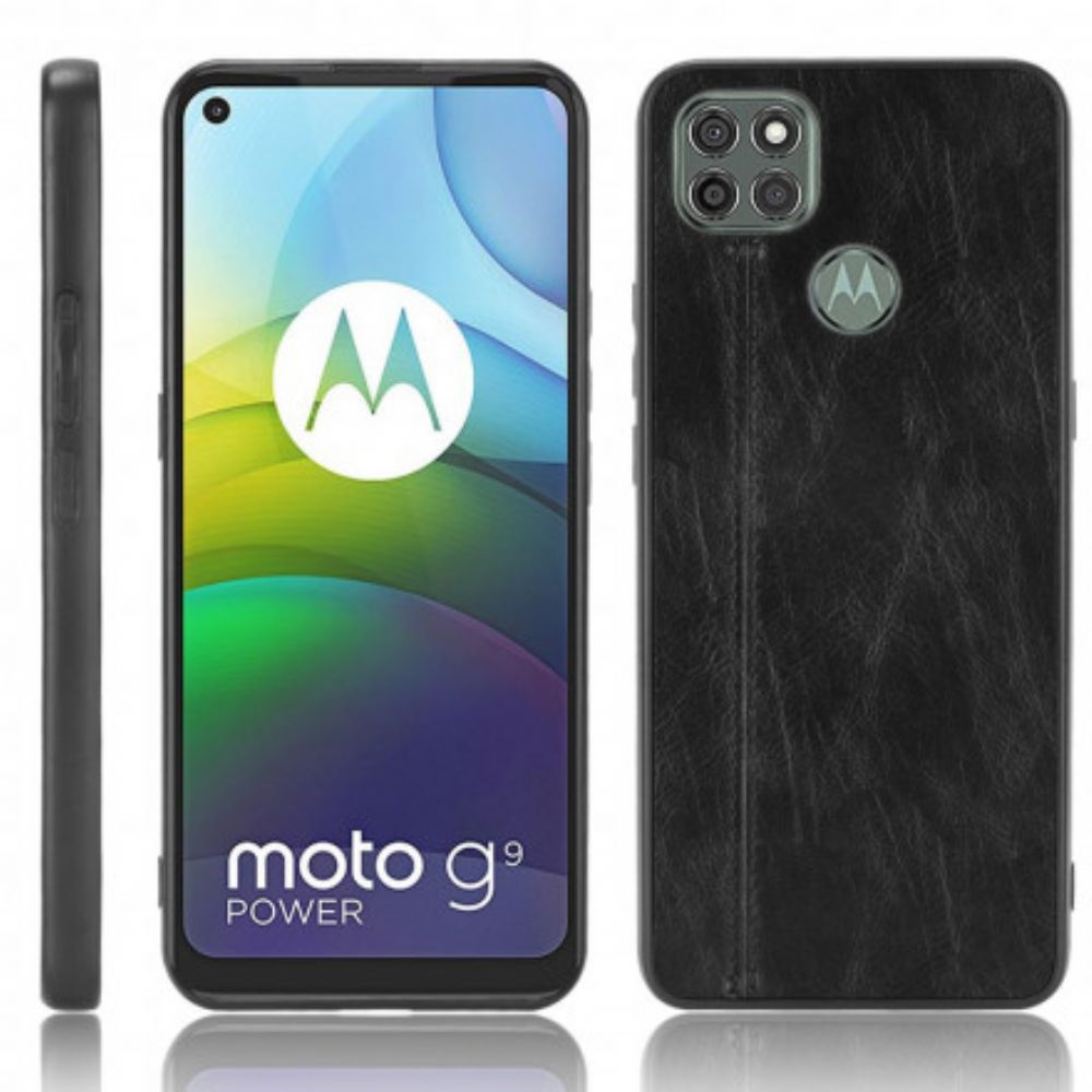 Telefoonhoesje voor Moto G9 Power Naad Leereffect