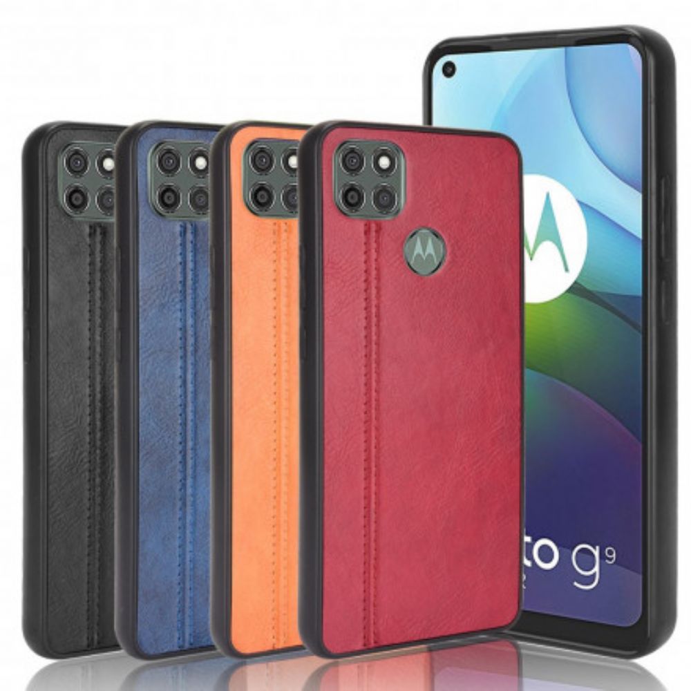 Telefoonhoesje voor Moto G9 Power Naad Leereffect