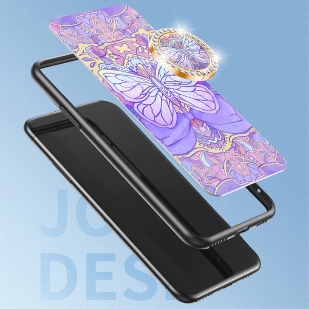 Cover Hoesje Realme 12 Pro / 12 Pro Plus Telefoonhoesje Vlinderserie Met Ringondersteuning Van Gehard Glas