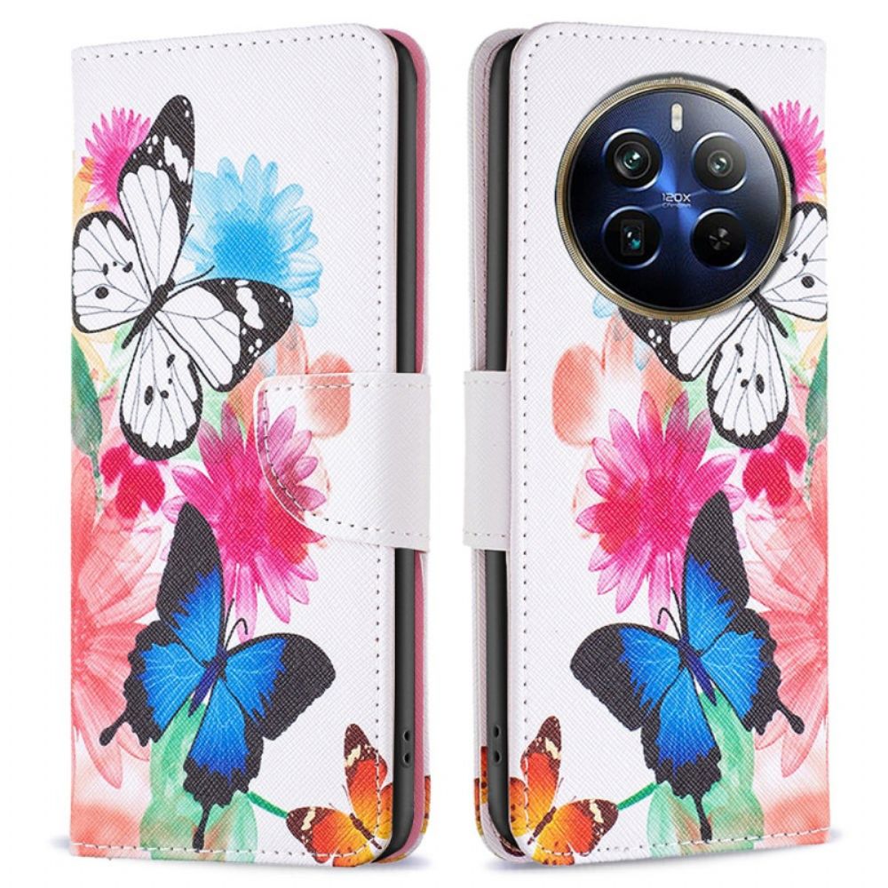 Flip Case Leren Realme 12 Pro / 12 Pro Plus Twee Vlinders