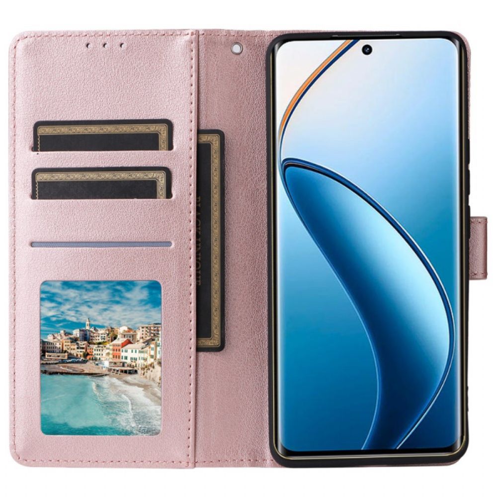 Folio-hoesje Realme 12 Pro / 12 Pro Plus Telefoonhoesje Effen Met Riempje