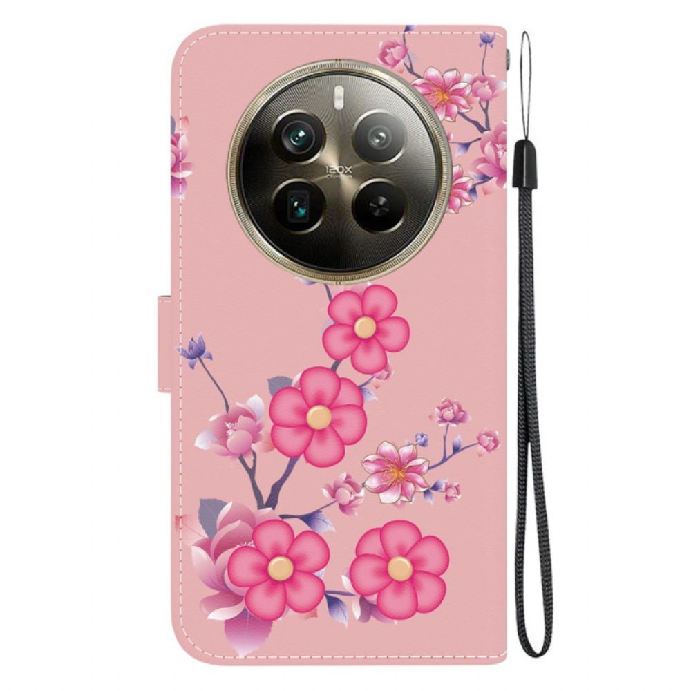 Folio-hoesje Realme 12 Pro / 12 Pro Plus Telefoonhoesje Sakura Met Riem