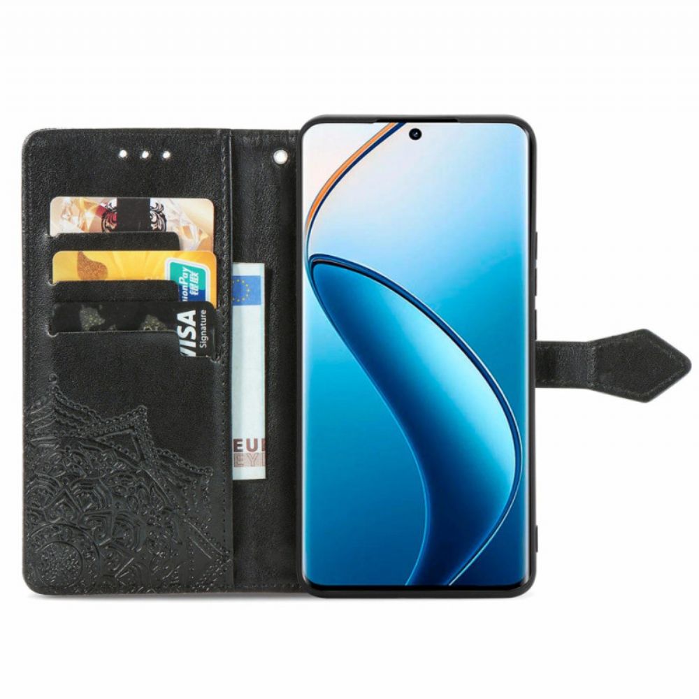 Leren Hoesje Realme 12 Pro / 12 Pro Plus Barokmandala Bescherming Hoesje