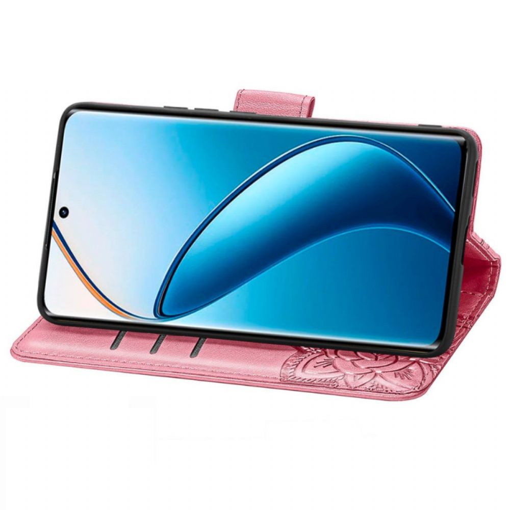 Leren Hoesje Realme 12 Pro / 12 Pro Plus Grote Vlinder Met Riem