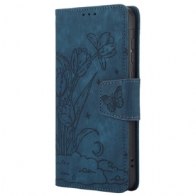 Leren Hoesje Voor Realme 12 Pro / 12 Pro Plus Bandje Met Bloemenprint