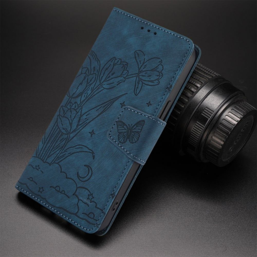 Leren Hoesje Voor Realme 12 Pro / 12 Pro Plus Bandje Met Bloemenprint