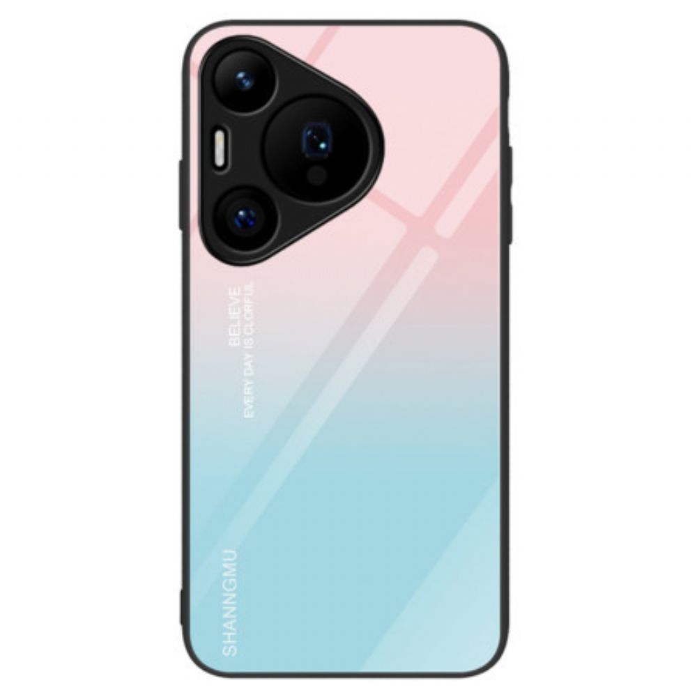 Case Hoesje Huawei Pura 70 Telefoonhoesje Roze En Blauw Gradiënt Gehard Glas