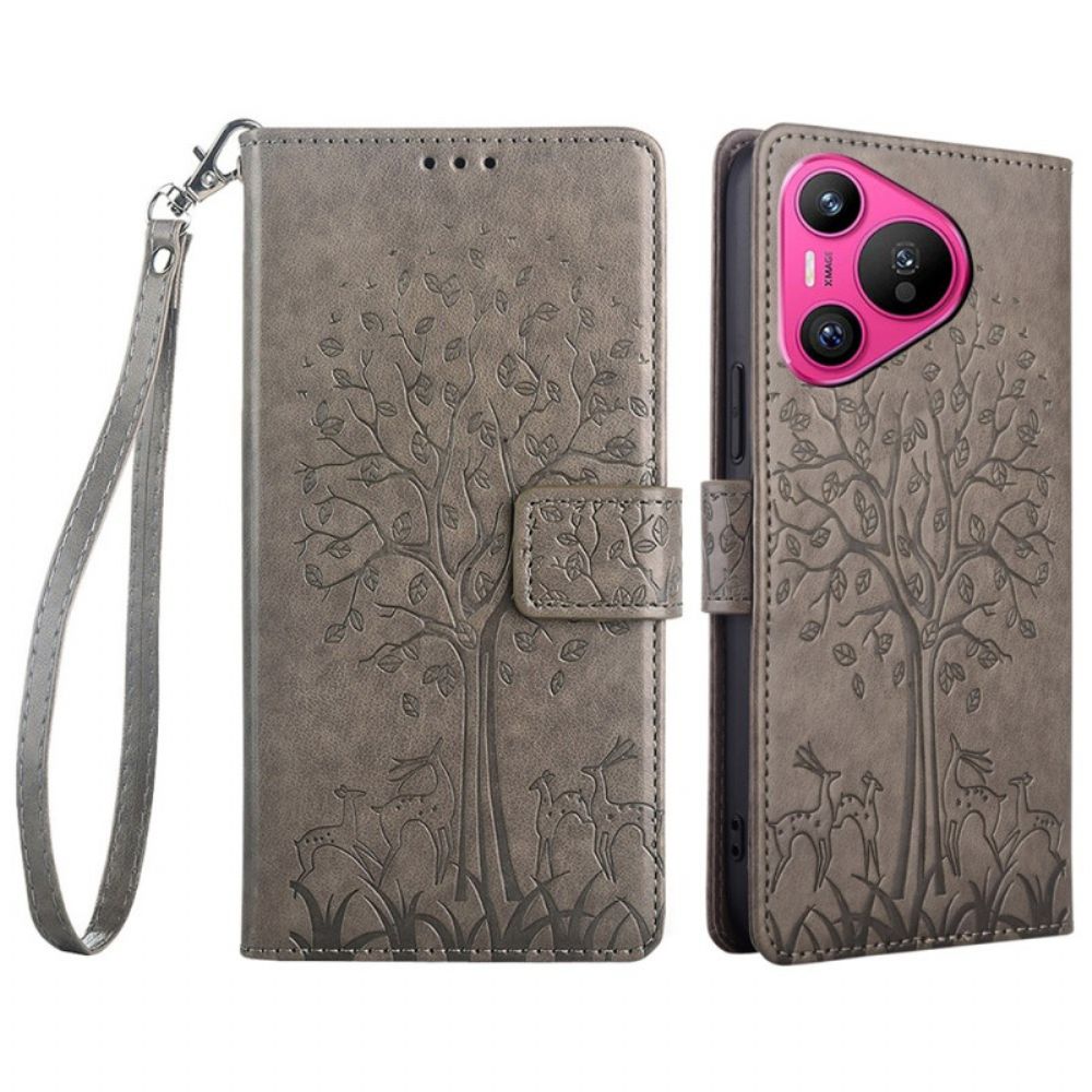 Leren Hoesje Huawei Pura 70 Riem Hert Bescherming Hoesje