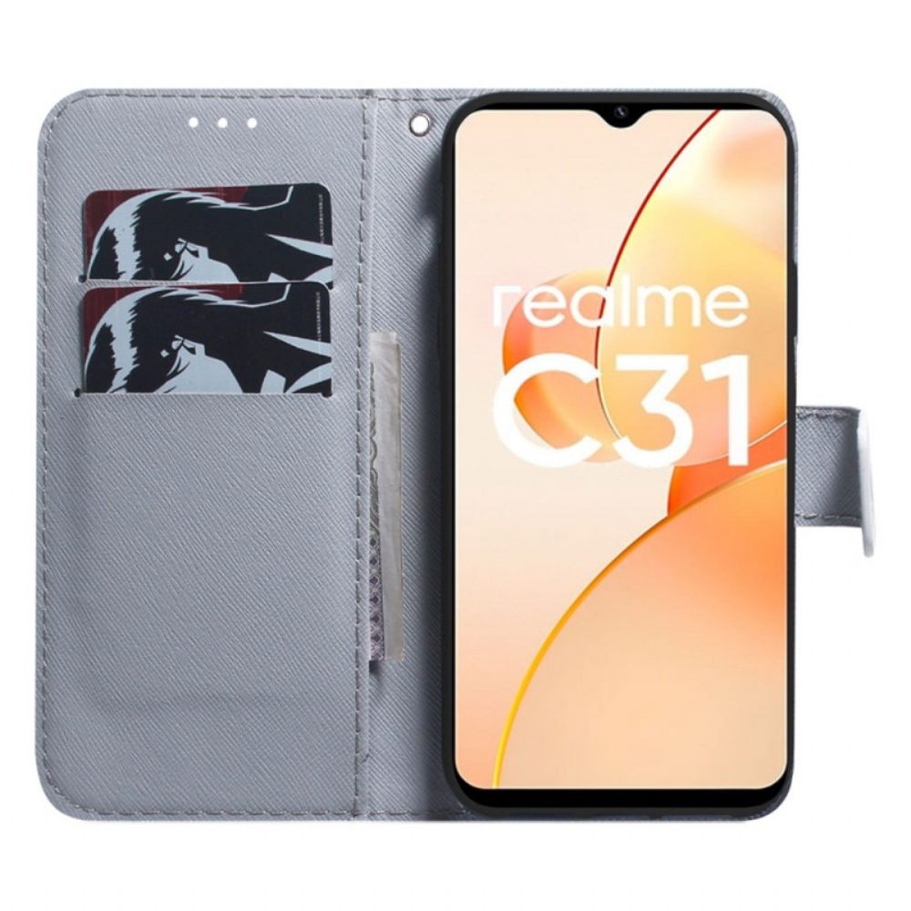 Leren Hoesje voor Realme C31 Leeuwenkop