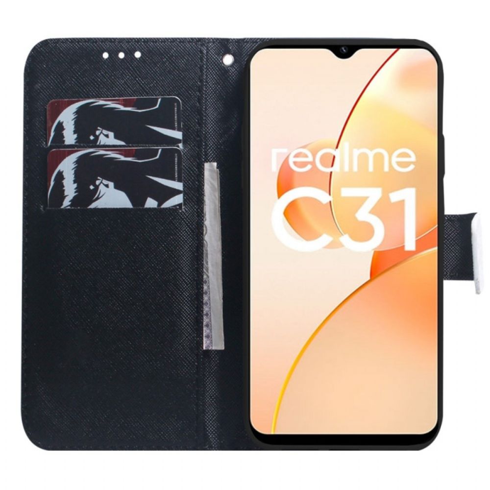 Leren Hoesje voor Realme C31 Raak Mijn Telefoon Niet Aan