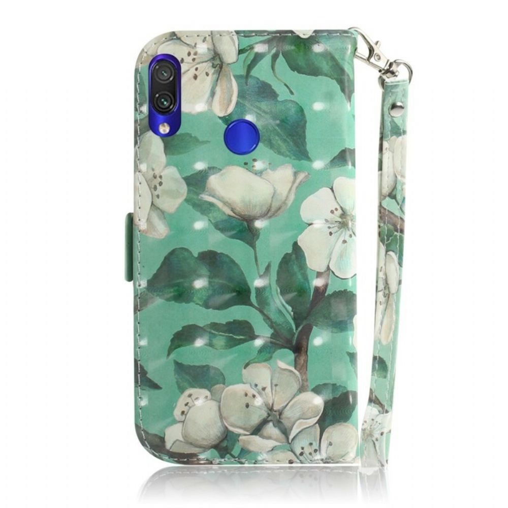 Flip Case voor Xiaomi Redmi Note 7 Met Ketting Thong Bloementak