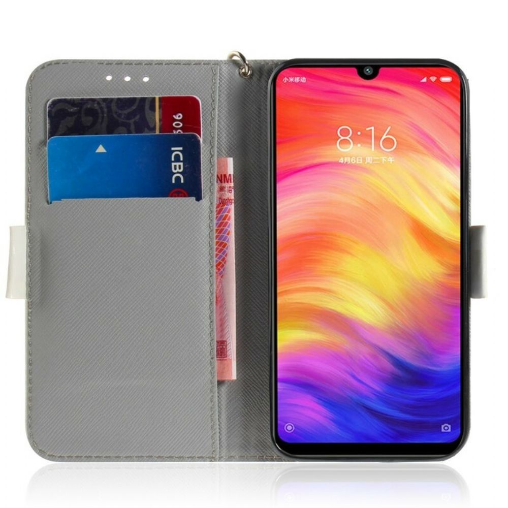 Flip Case voor Xiaomi Redmi Note 7 Met Ketting Thong Bloementak