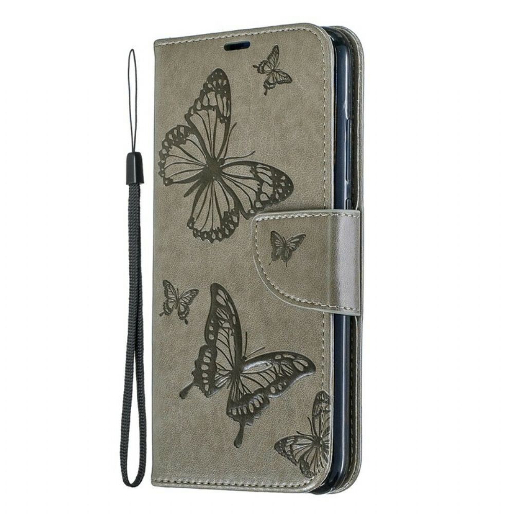 Folio-hoesje voor Xiaomi Redmi Note 7 Met Ketting Bandje Met Vlinderprint