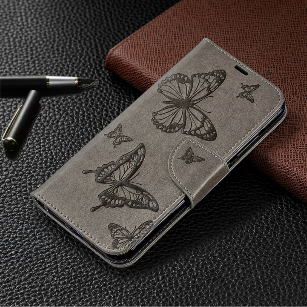 Folio-hoesje voor Xiaomi Redmi Note 7 Met Ketting Bandje Met Vlinderprint