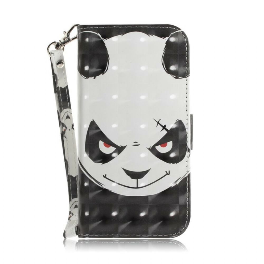 Folio-hoesje voor Xiaomi Redmi Note 7 Met Ketting Boze Panda Met Riem