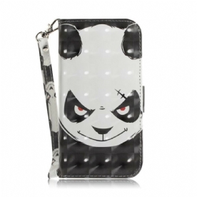 Folio-hoesje voor Xiaomi Redmi Note 7 Met Ketting Boze Panda Met Riem