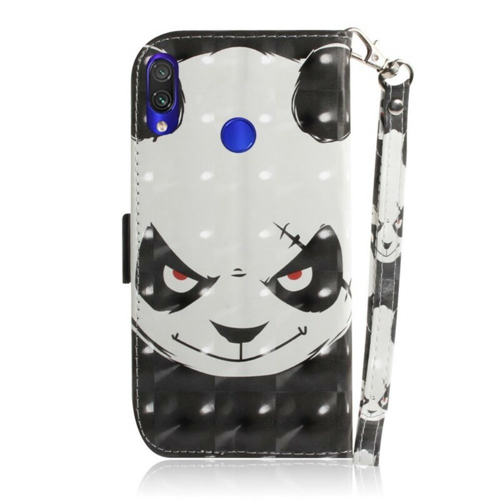 Folio-hoesje voor Xiaomi Redmi Note 7 Met Ketting Boze Panda Met Riem