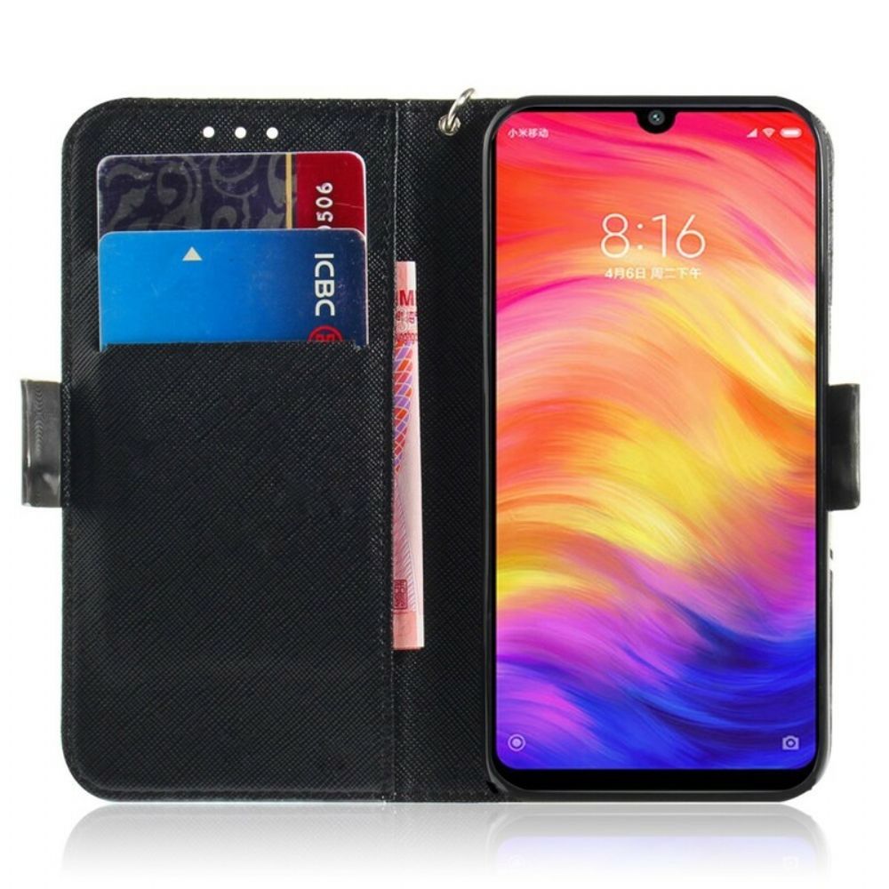 Folio-hoesje voor Xiaomi Redmi Note 7 Met Ketting Boze Panda Met Riem