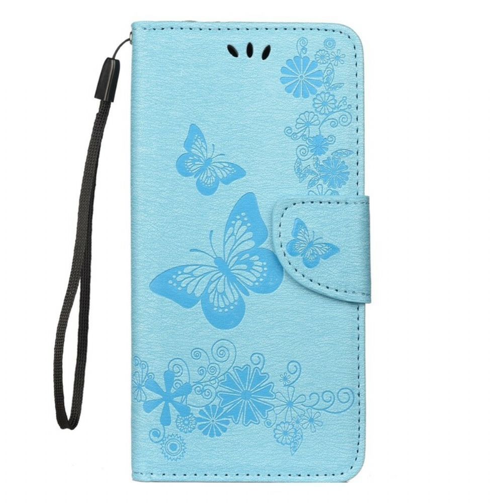 Folio-hoesje voor Xiaomi Redmi Note 7 Met Ketting Prachtige Vlinders Met Riem