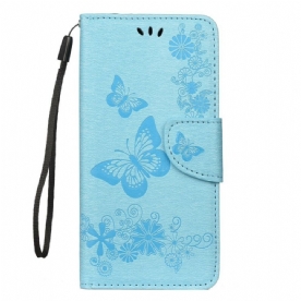 Folio-hoesje voor Xiaomi Redmi Note 7 Met Ketting Prachtige Vlinders Met Riem