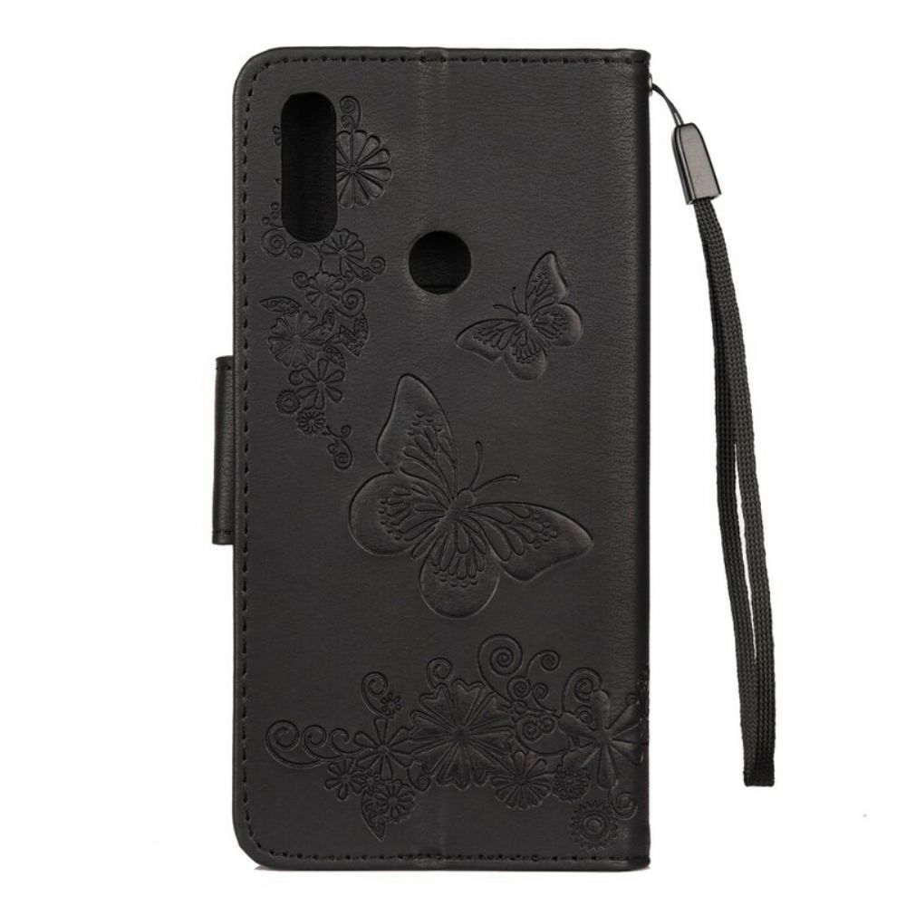 Folio-hoesje voor Xiaomi Redmi Note 7 Met Ketting Prachtige Vlinders Met Riem